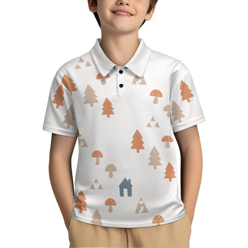 Kids' Woodland Print Button-Down Polo Shirt
