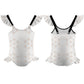 Girls' White Geometric Ruffle Trim Bathing Suit