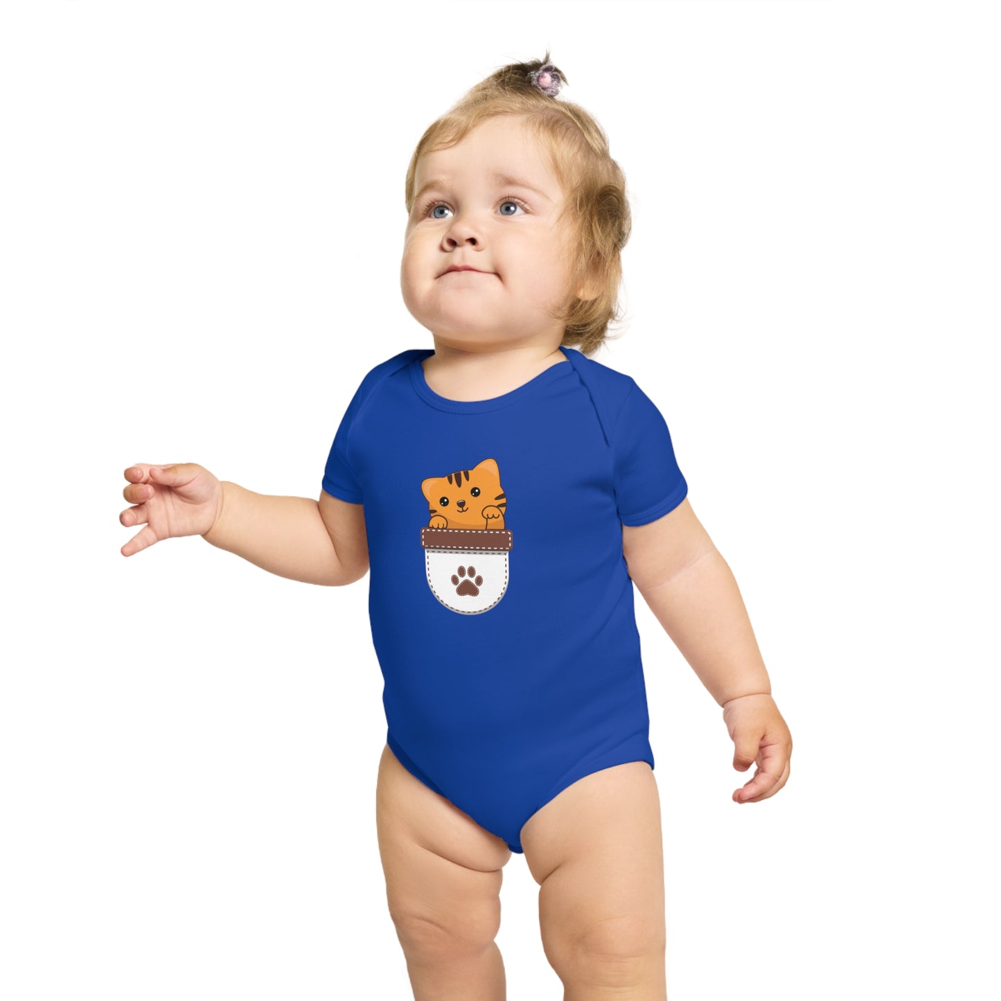 Cute Cat Pocket design baby bodysuit