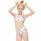 Girls' White Forest Pattern Tie Strap Bikini Set