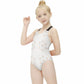 Girls' White Geometric Patterned Beach Swimsuit