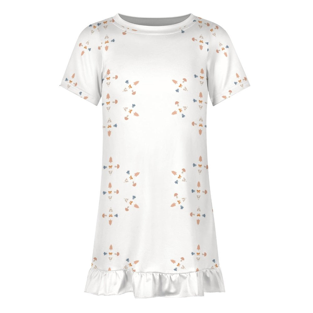 Girls' Geometric Print Short Sleeve Ruffled Dress