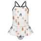 Girls' White Woodland Motif Peplum Swimsuit