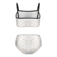 Girls' White Geometric High Waist 2-Piece Swimwear