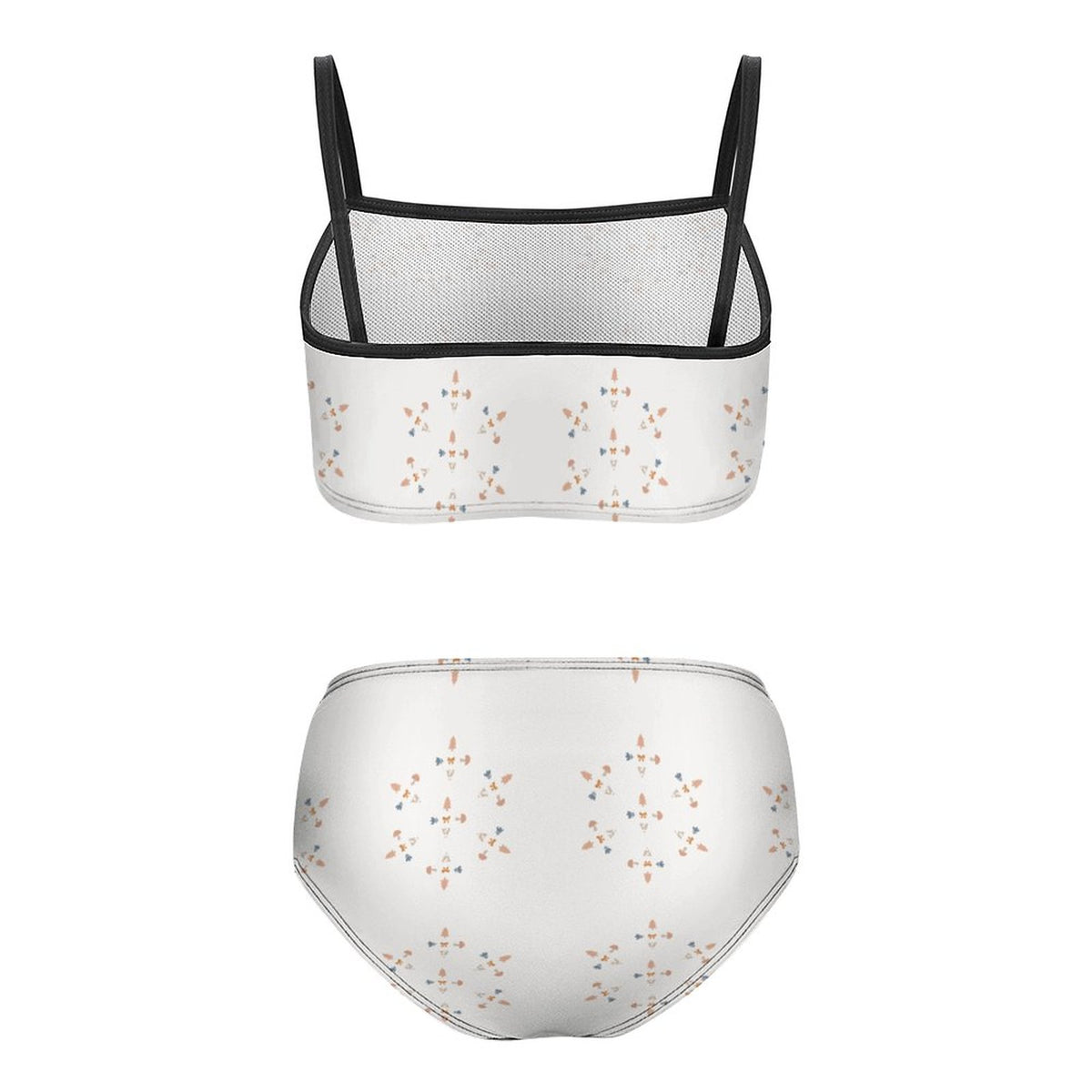 Girls' White Geometric High Waist 2-Piece Swimwear