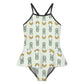 Girls Cute Bunny & Moon Cami Ruffle One-Piece Swimsuit