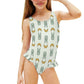 Girls Cute Bunny & Moon Print Ruffle Trim Swimsuit