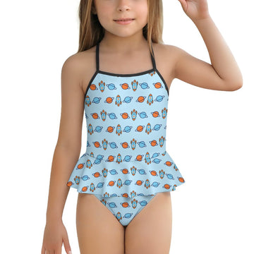 Custom Girls Ruffle Strap Swimsuit | All-Over Print
