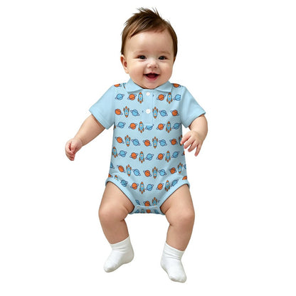 200gsm Baby Short Sleeve Polo Romper | All-Over Print