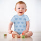 190GSM Light Blue Elephant Baby Cotton Romper