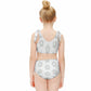 Girls' Geometric Star Tie-Shoulder Sports Swimsuit