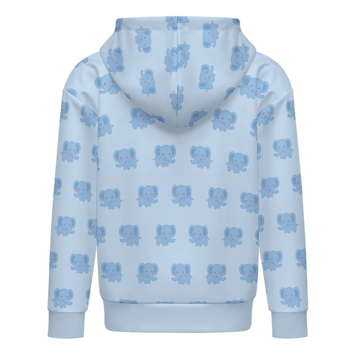 Kids' Light Blue Elephant Pattern Hoodie Sweatshirt