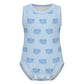 Baby Blue Elephant Print Cotton Sleeveless Romper