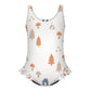 Cute Woodland Print Ruffle Leg Girls' Swimsuit