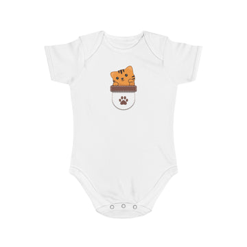 Cute Cat Pocket design baby bodysuit