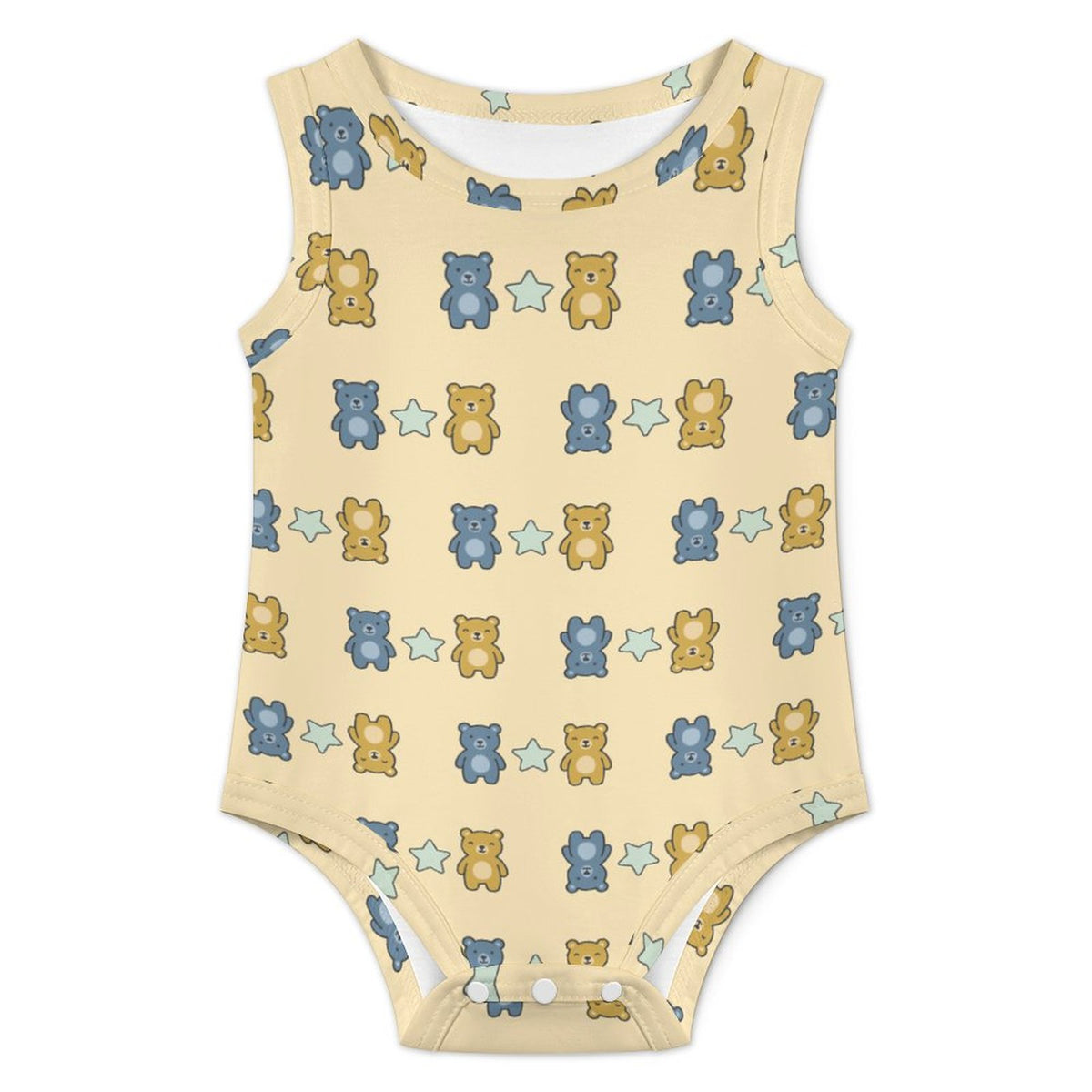 Cute Baby Sleeveless Bear Print Romper Bodysuit