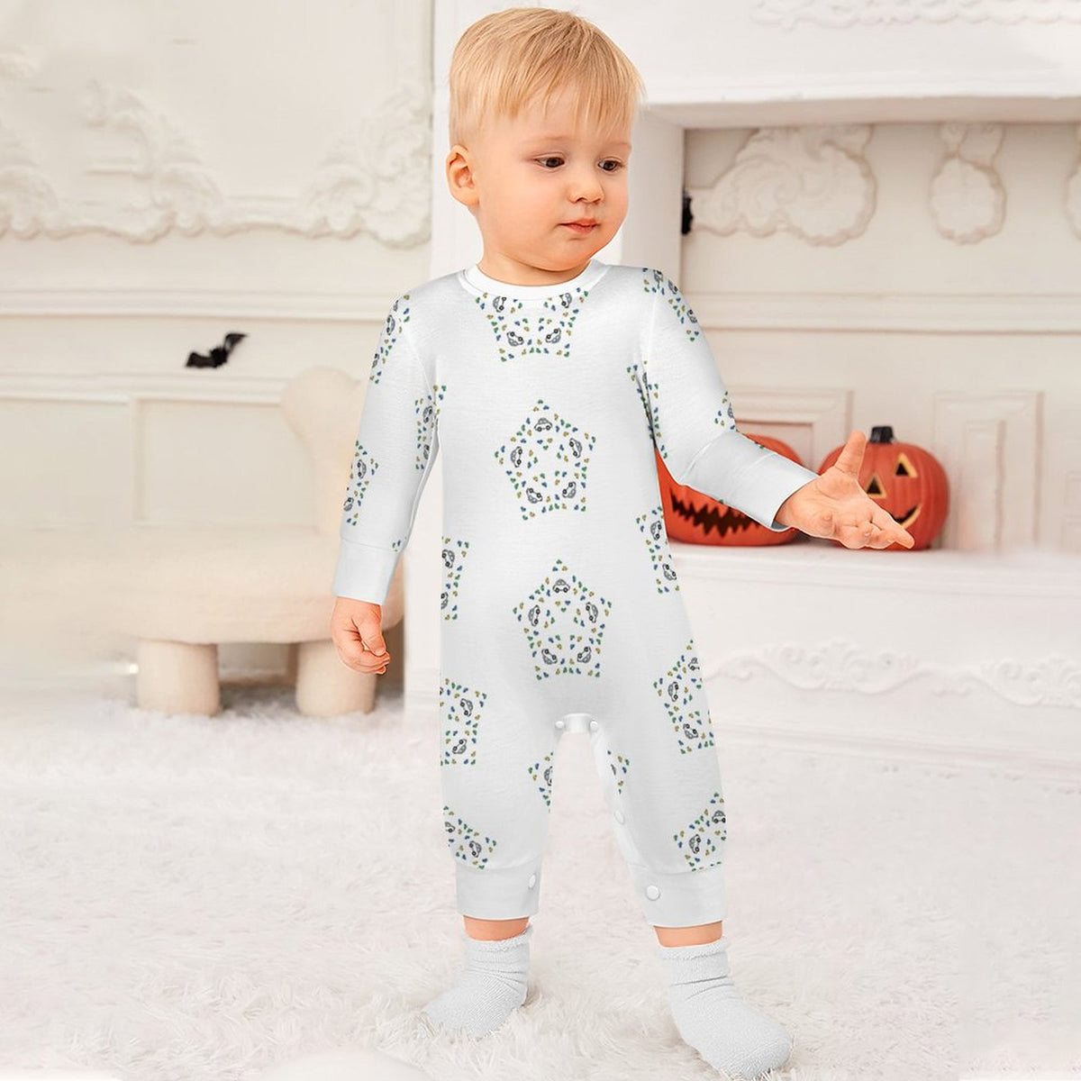 Geometric Star Cotton Long Sleeve Infant Bodysuit