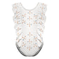 Girls' White Geometric Motif Front Ruffle Bathing Suit