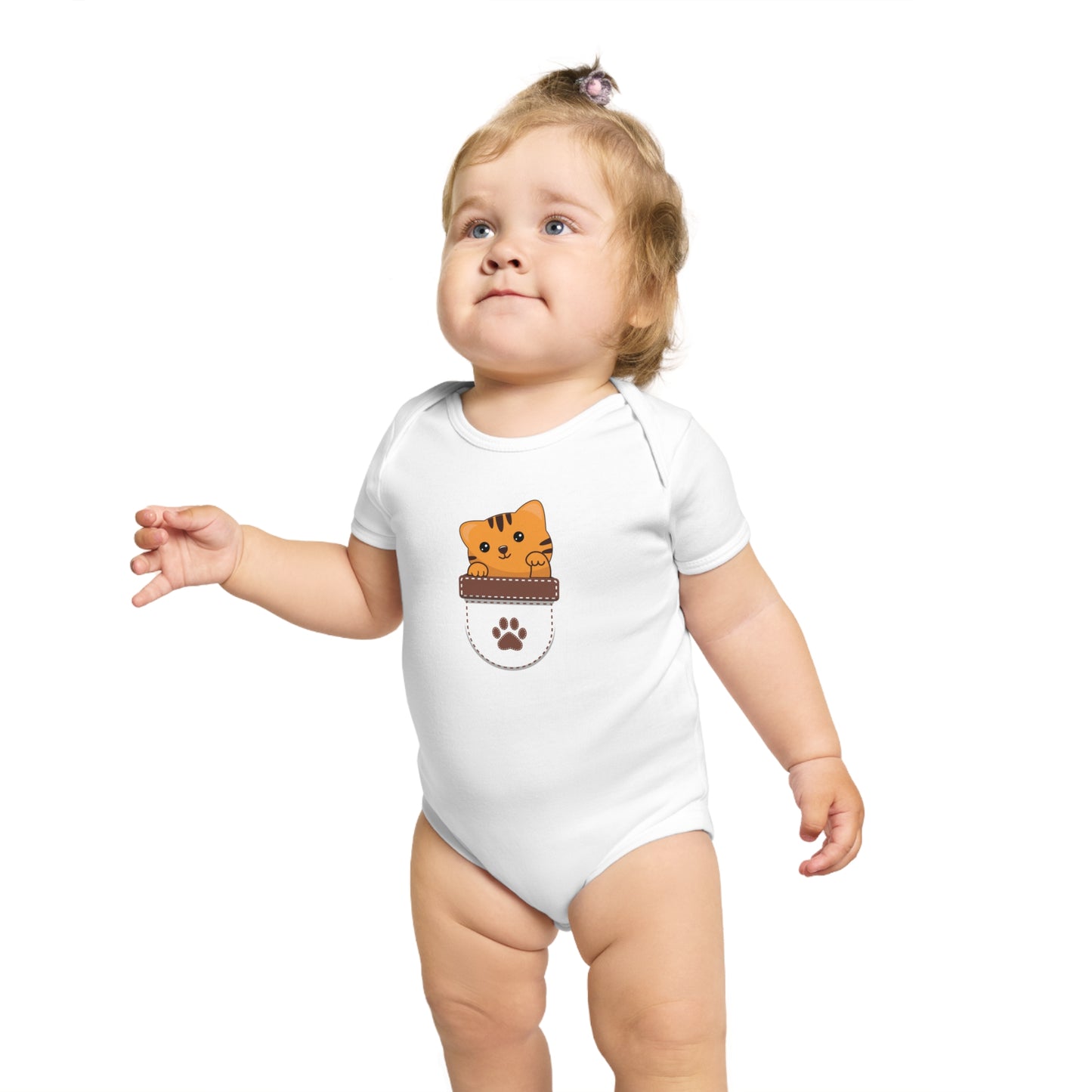 Cute Cat Pocket design baby bodysuit