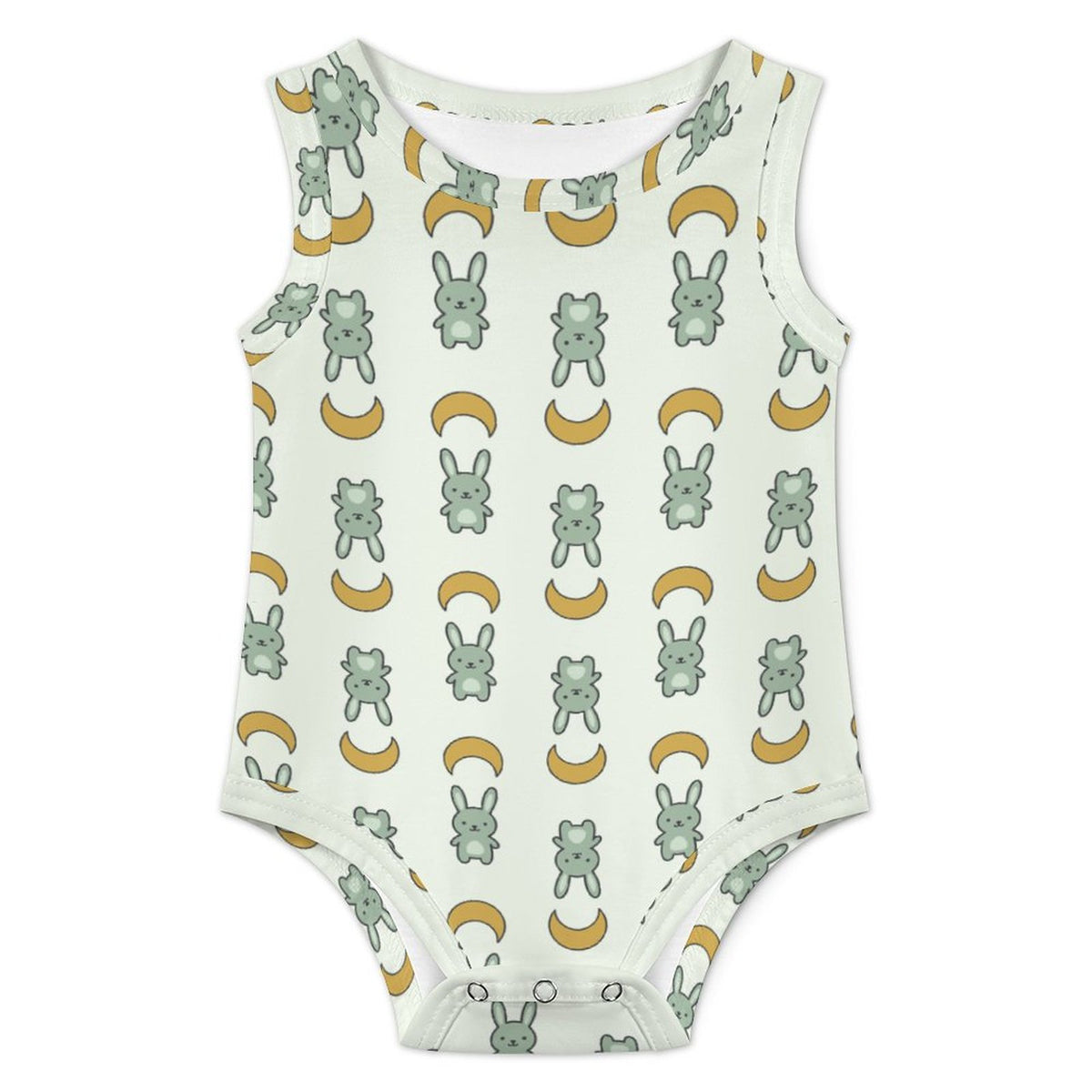 Cute Baby Bunny & Moon Tank Sleeveless Romper
