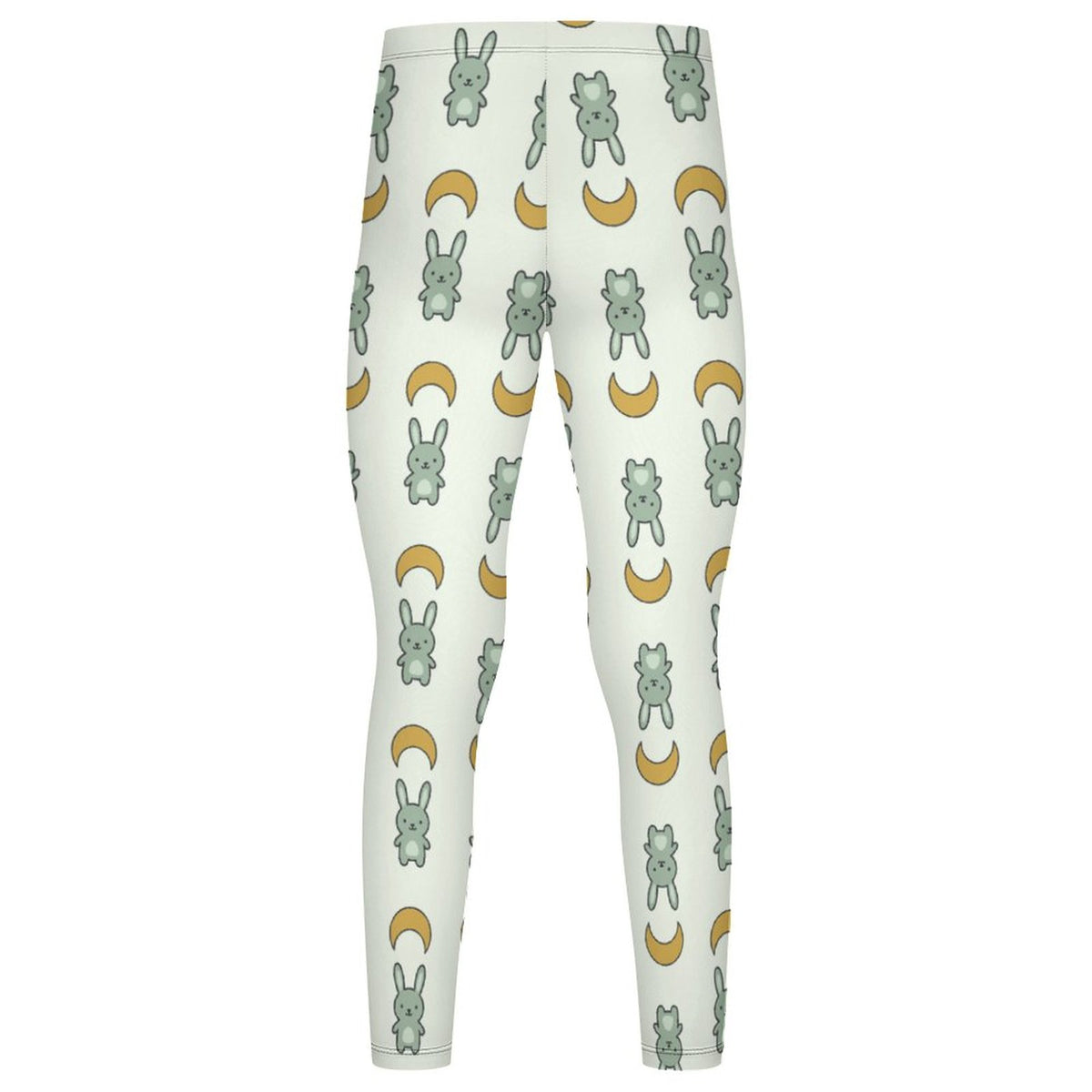 Girls Cute Bunny & Moon Print Yoga Leggings