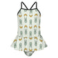 Girls Cute Bunny & Moon Cami Ruffle One-Piece Swimsuit