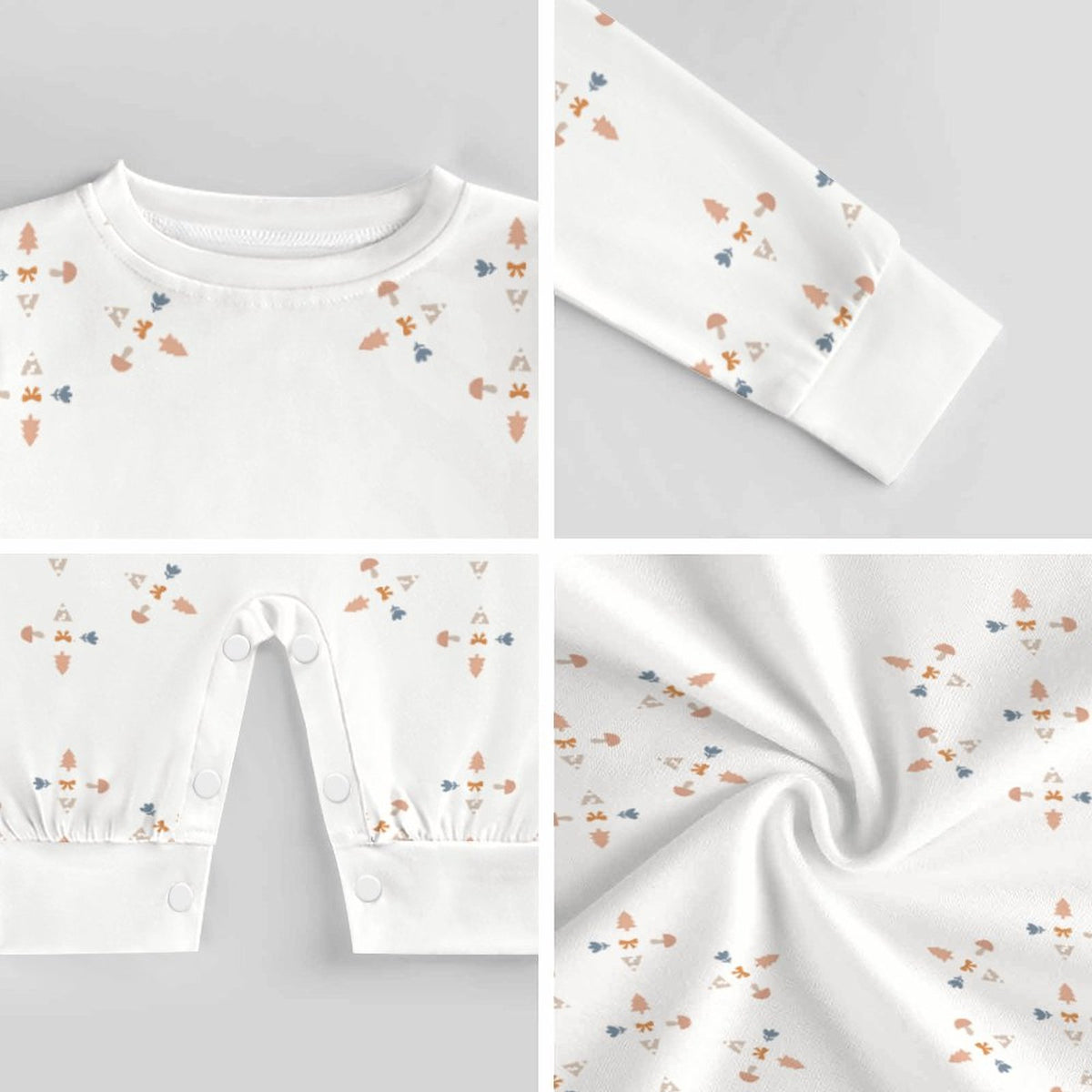 Cute Geometric Motif Cotton Long Sleeve Infant Bodysuit