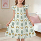 Girls Cute Bunny & Moon Print Ruffle Nightgown