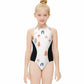 Girls' White Woodland High Neck Zip Swimsuit