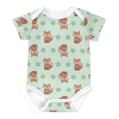 Cute Cotton Baby Fox Print Short Sleeve Onesie
