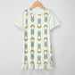 Cute Bunny & Moon Girls Ruffle Hem Dress | Short Sleeve