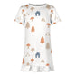 Girls' White Forest Pattern Ruffle Hem Dress