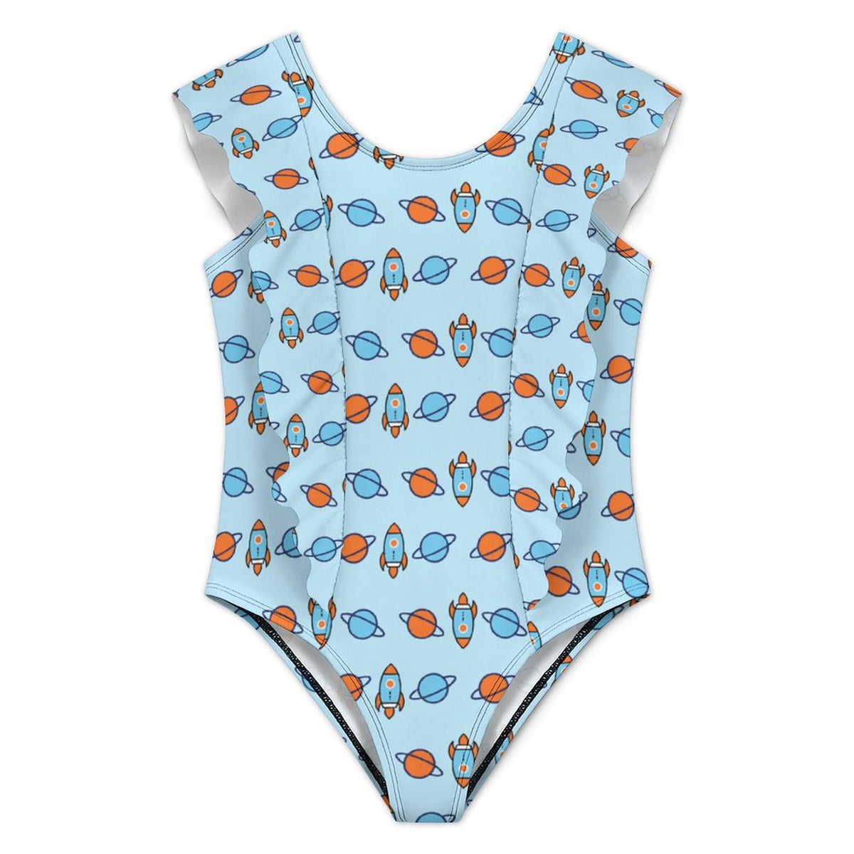 Custom Girls Hawaiian Ruffle Swimsuit | All-Over Print
