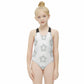 Girls' White Geometric Star Athletic Bathing Suit