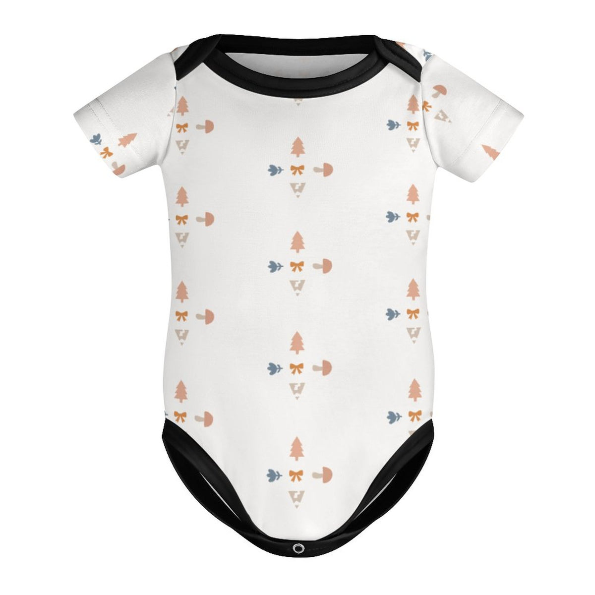 Baby Geometric Motif Short Sleeve Contrast Trim Romper