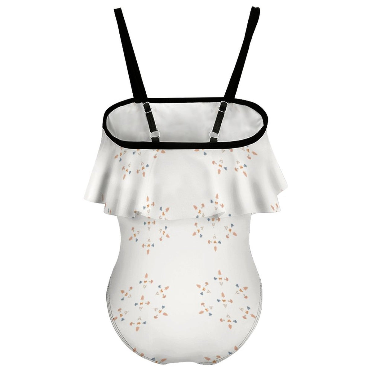 Girls' Geometric Print Contrast Strap Swimsuit