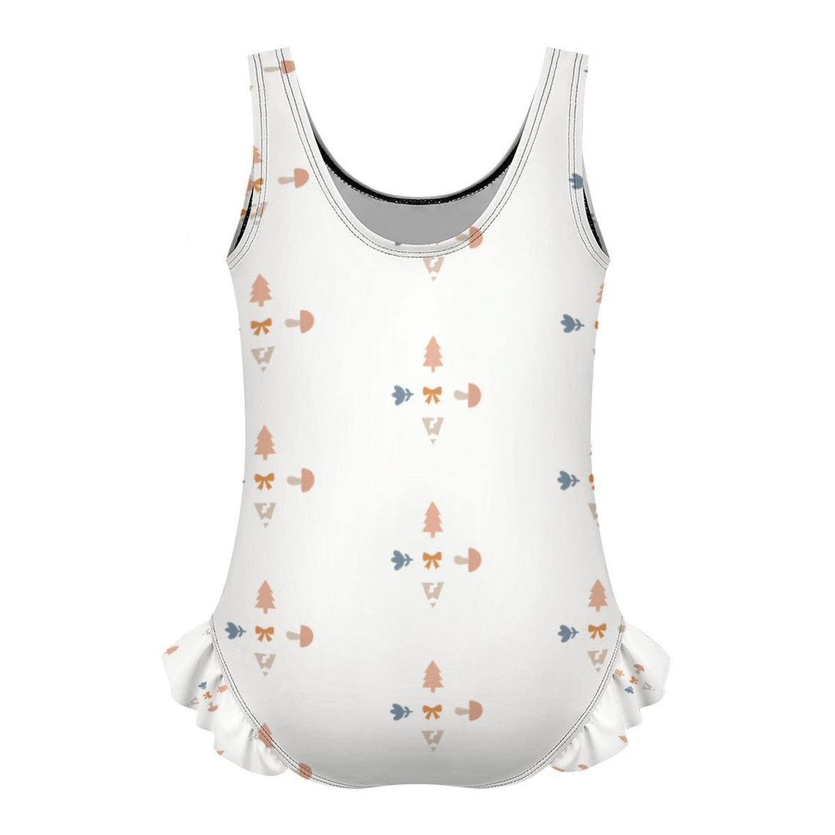 Girls' Geometric Print Ruffle Leg One-Piece Swimsuit