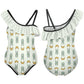 Cute Bunny & Moon Asymmetric Ruffle Girls Swimsuit
