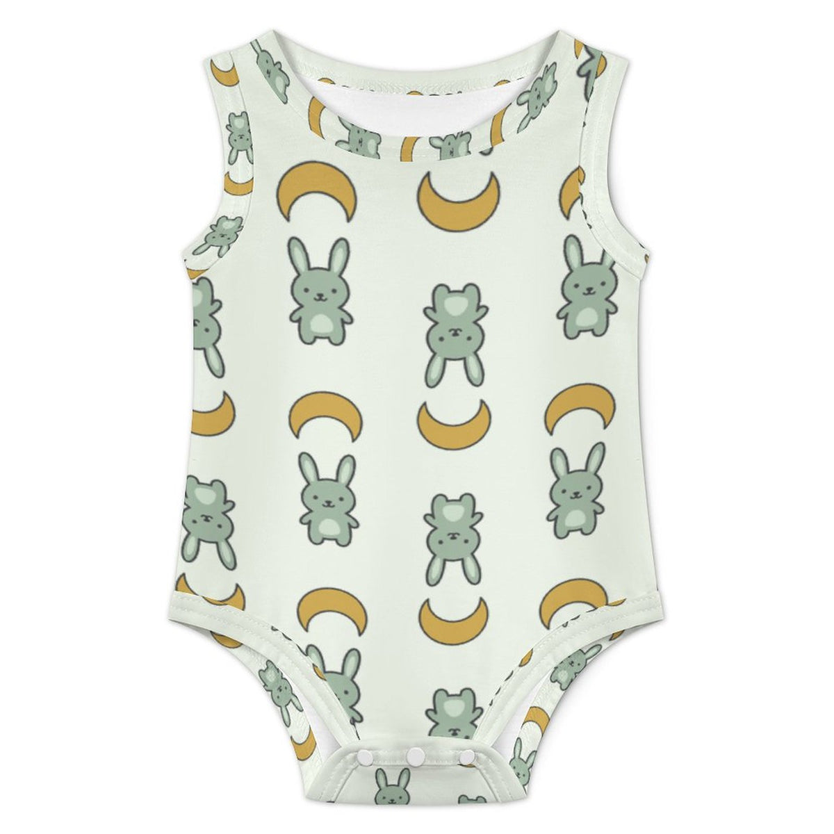 Cute Cotton Baby Bunny & Moon Sleeveless Romper