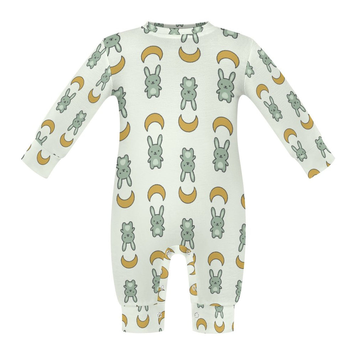 Cute Baby Bunny & Moon Long Sleeve Romper
