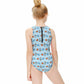 Outer Space High Neck Zip Back Girls Swimsuit