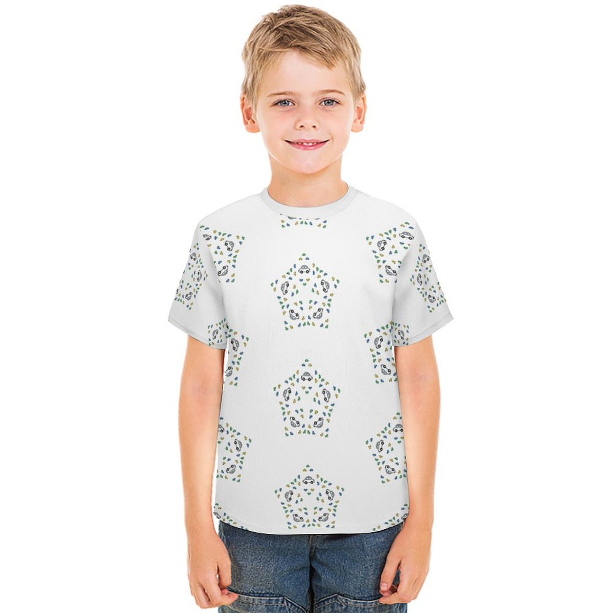 Teens' Geometric Star Print Short Sleeve T-Shirt