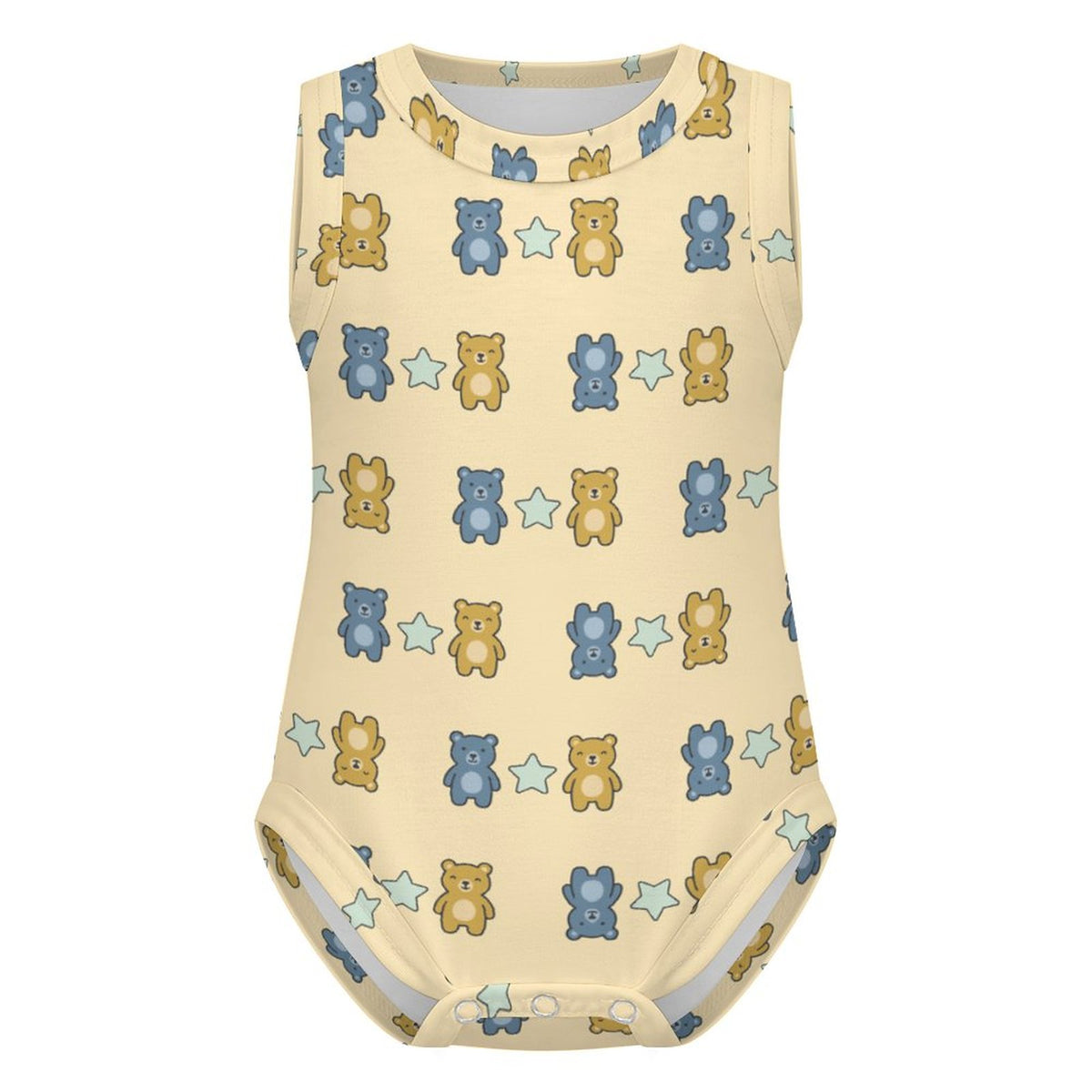 Baby Bear Print Sleeveless Romper