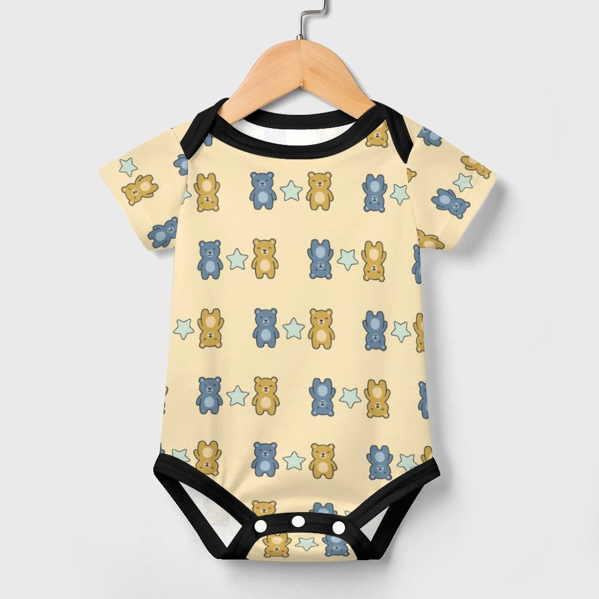 Cute Baby Bear Print Short Sleeve Bodysuit Onesie