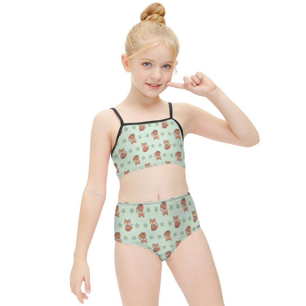 Cute Fox Print Cami Bikini Set for Girls | Custom AOP