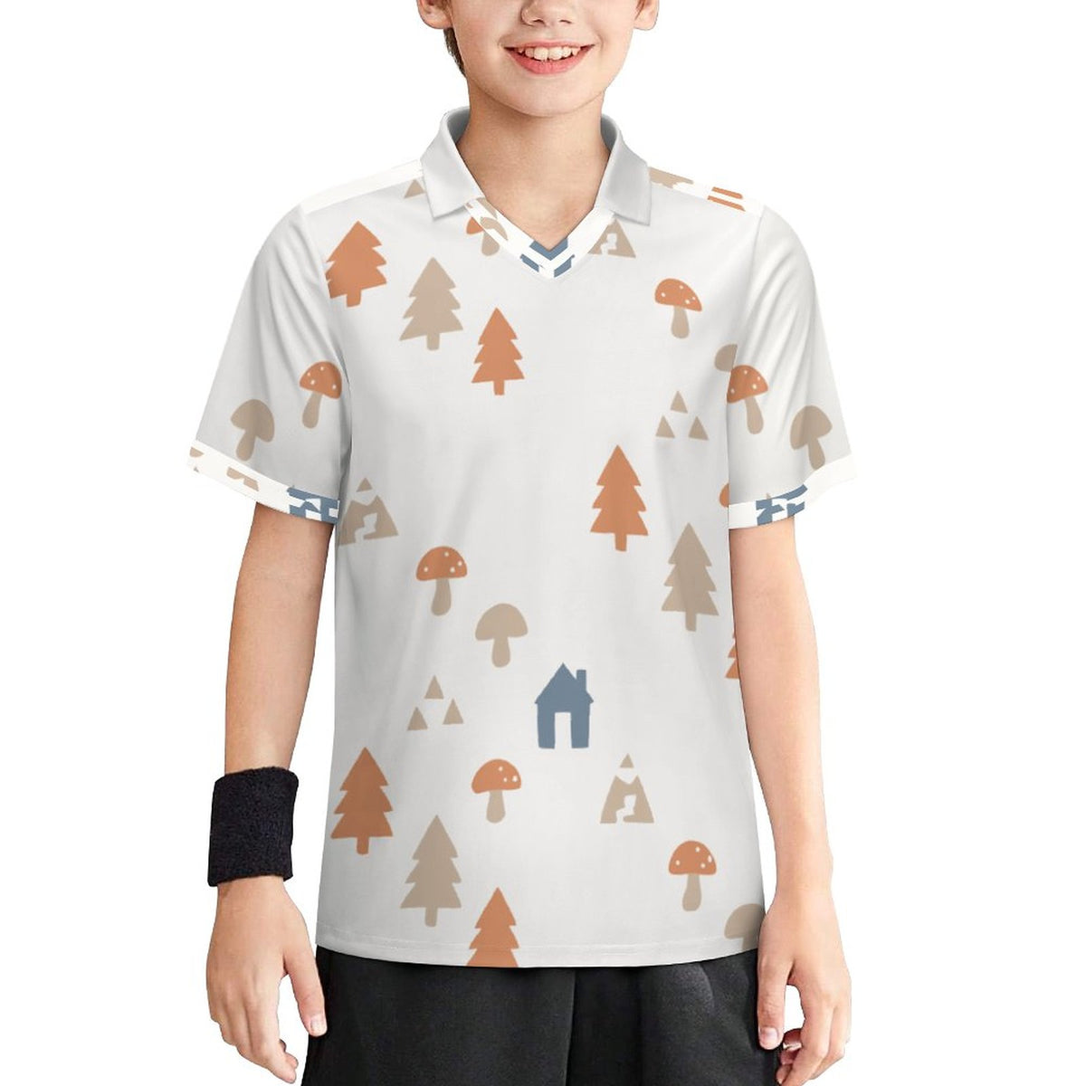 160GSM White Forest Pattern Kids' Soccer Jersey