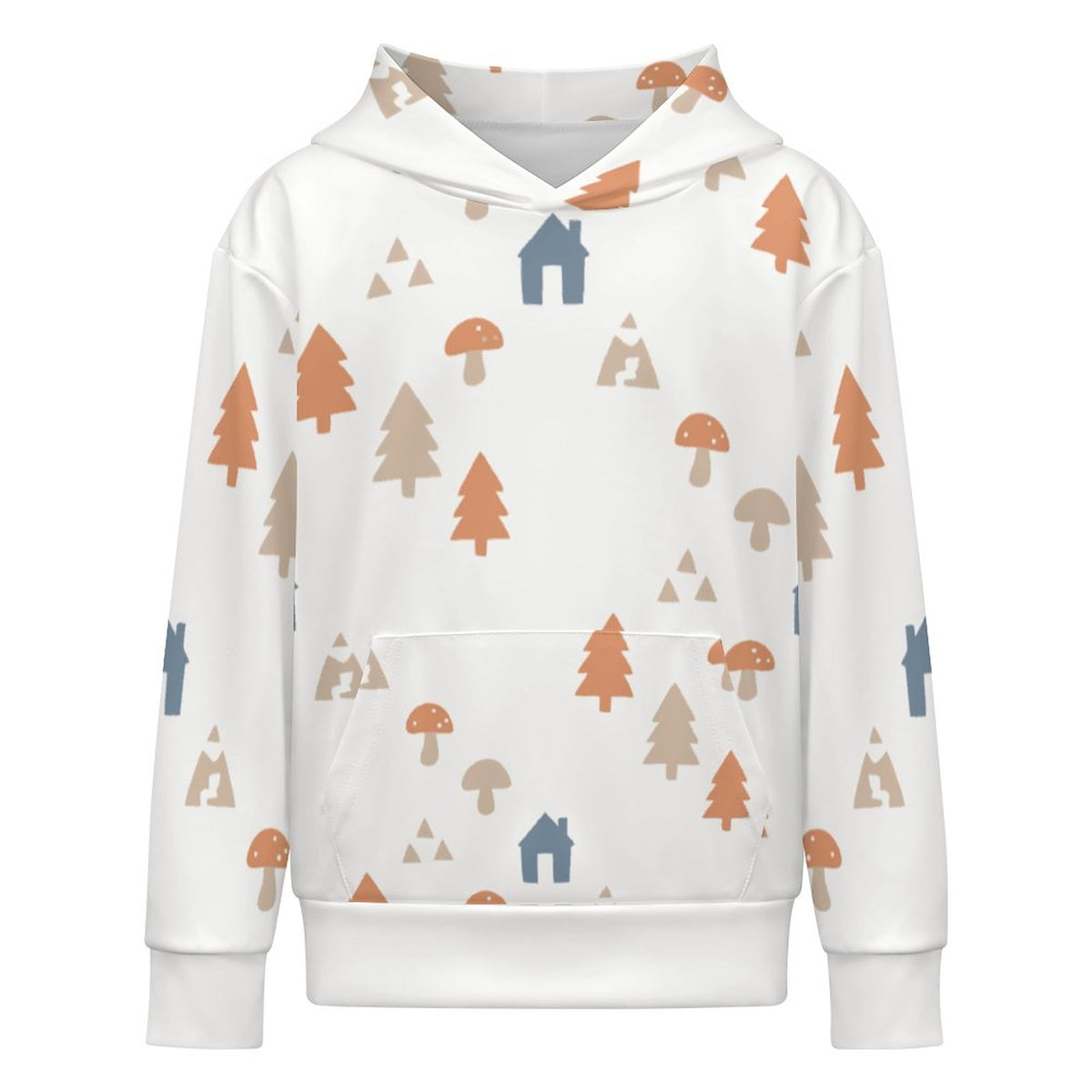 230GSM White Forest Pattern Kids' Pullover Hoodie