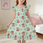 Girls Cute Fox Print Ruffle Sleeve Nightgown