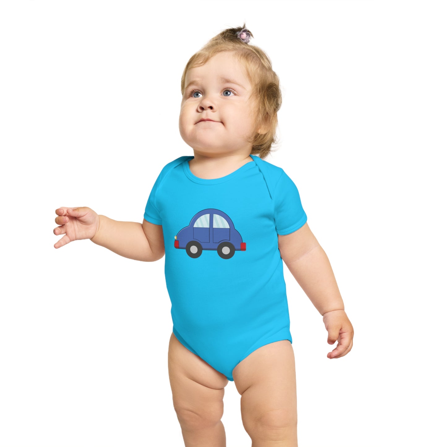 Happy Blue Car design baby bodysuit