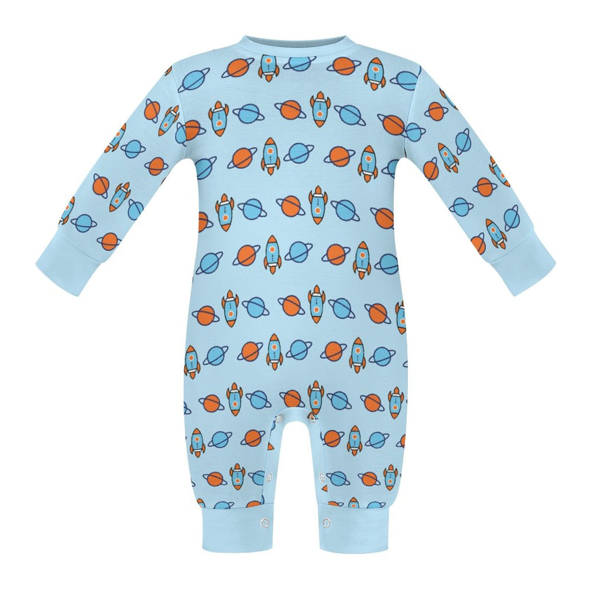 Outer Space Rocket Long Sleeve Baby Romper | 180gsm